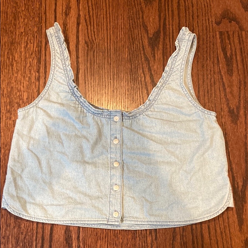 Madewell Denim Ruffled U-Neck Crop Top